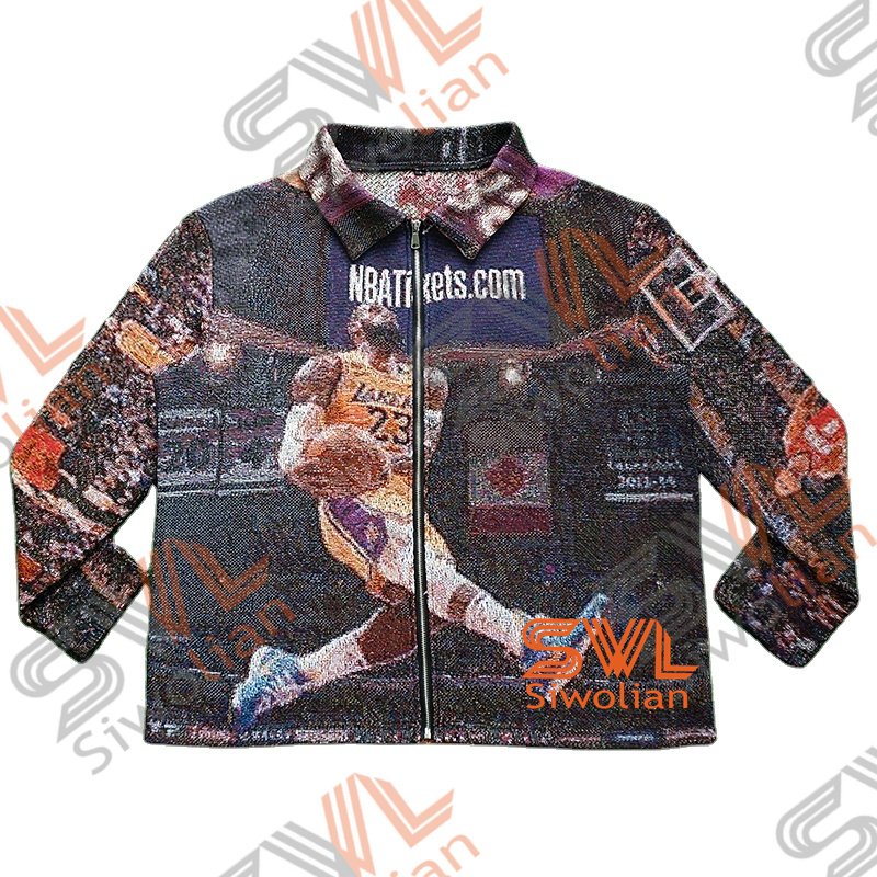 Plus Size Thick Winter Streetwear Warm coat Custom Men's Clothing Jacquard Tapestry Jacket For Men