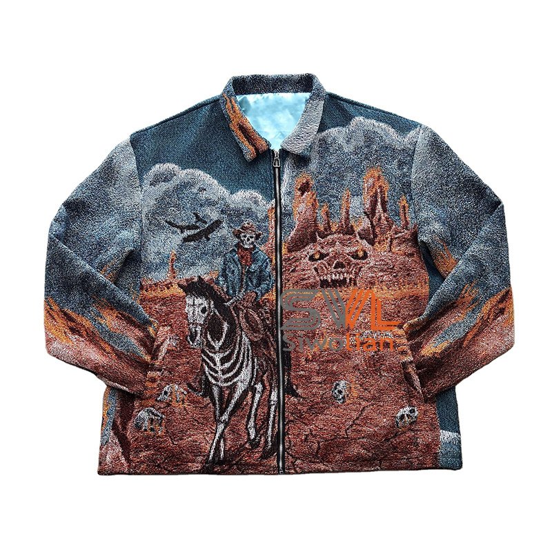 Plus Size Thick Winter Streetwear Warm coat Custom Men's Clothing Jacquard Tapestry Jacket For Men