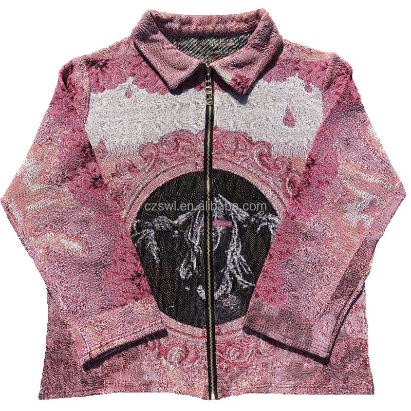 Plus Size Thick Winter Streetwear Warm coat Custom Men's Clothing Jacquard Tapestry Jacket For Men