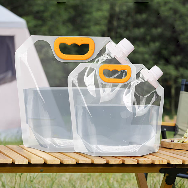 Custom Size Water Storage Container Spout Pouch Flat Bottom Collapsible Outdoor Hiking Water Jug With Handle Packing Bags