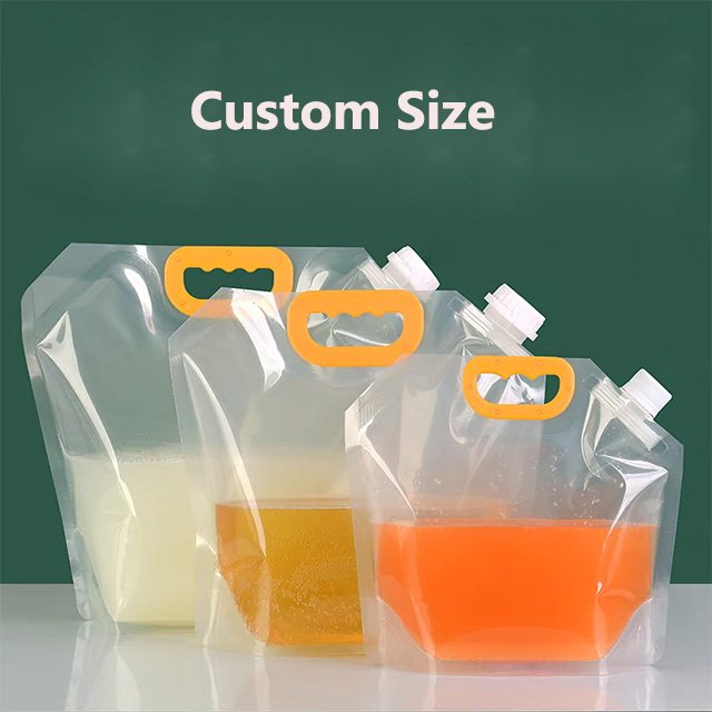 Custom Size Water Storage Container Spout Pouch Flat Bottom Collapsible Outdoor Hiking Water Jug With Handle Packing Bags