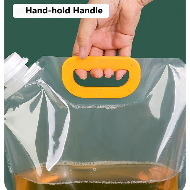 Custom Size Water Storage Container Spout Pouch Flat Bottom Collapsible Outdoor Hiking Water Jug With Handle Packing Bags