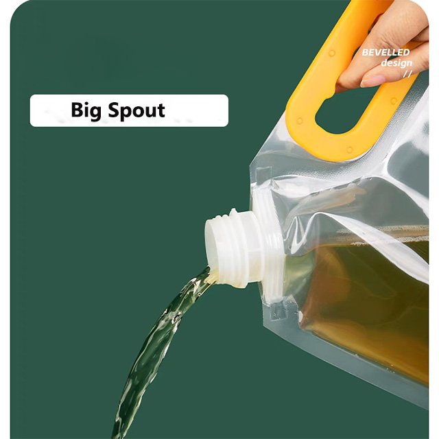 Custom Size Water Storage Container Spout Pouch Flat Bottom Collapsible Outdoor Hiking Water Jug With Handle Packing Bags