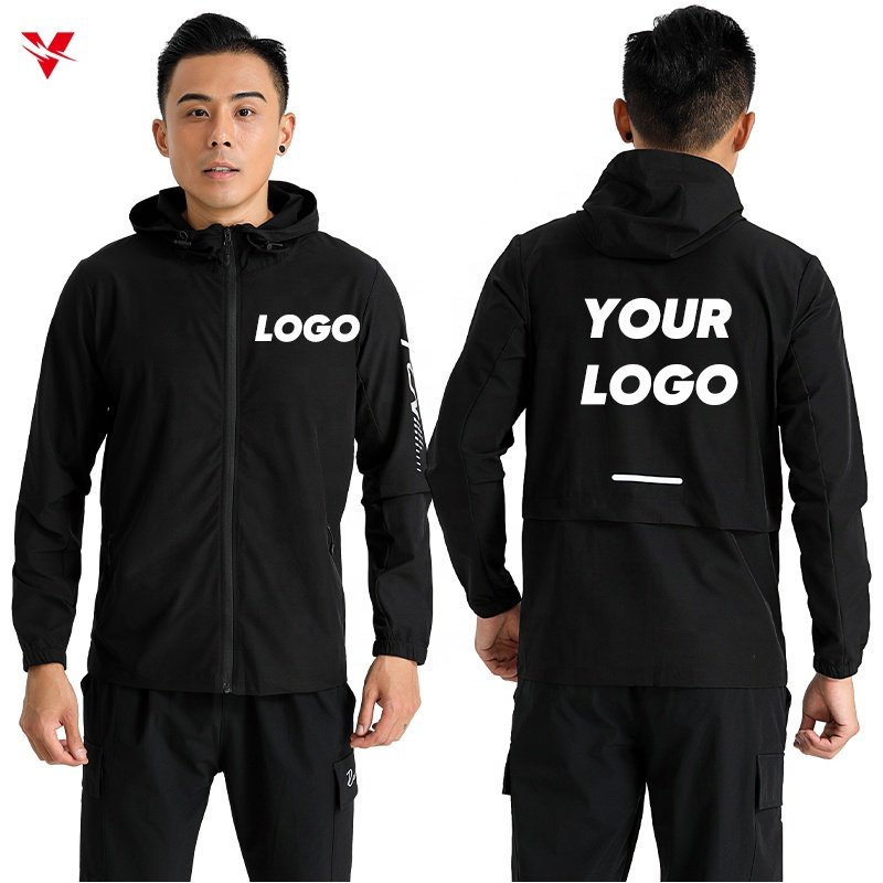 Spring Autumn Casual Tracksuit Men Outdoor Running Sport Jacket Waterproof Windproof Hooded Windbreaker Coats With Pocket 0991