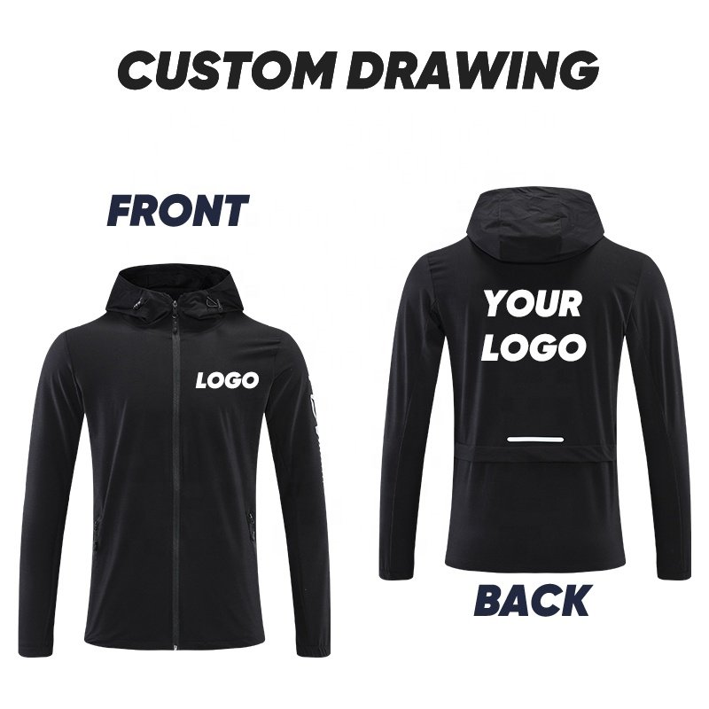 Spring Autumn Casual Tracksuit Men Outdoor Running Sport Jacket Waterproof Windproof Hooded Windbreaker Coats With Pocket 0991