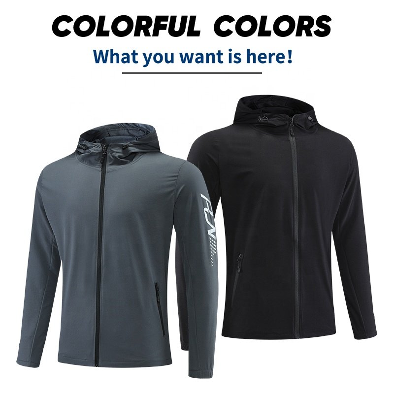 Spring Autumn Casual Tracksuit Men Outdoor Running Sport Jacket Waterproof Windproof Hooded Windbreaker Coats With Pocket 0991