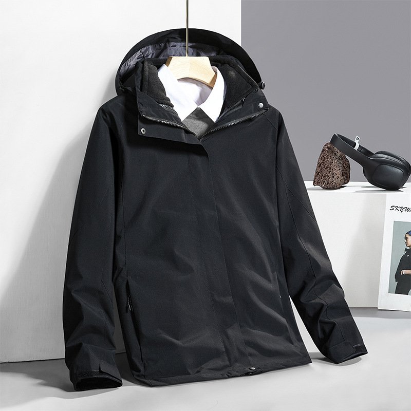 Hiking jacket waterproof for men and women 3 in 1 jacket hooded mountaineering wear ski jacket fashion