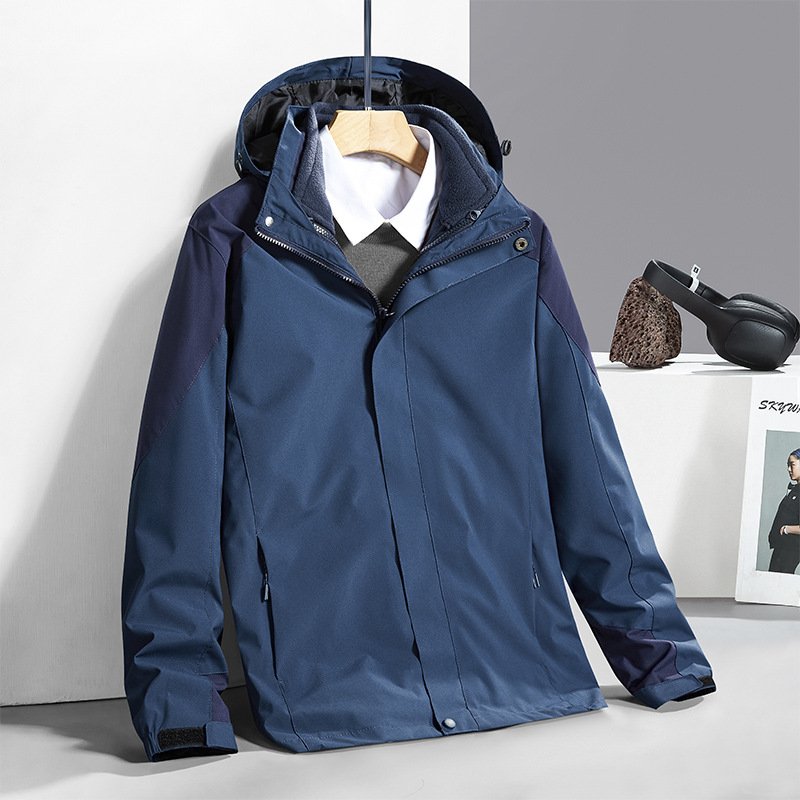 Hiking jacket waterproof for men and women 3 in 1 jacket hooded mountaineering wear ski jacket fashion