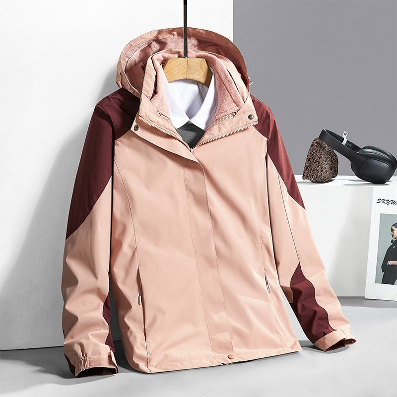 Hiking jacket waterproof for men and women 3 in 1 jacket hooded mountaineering wear ski jacket fashion