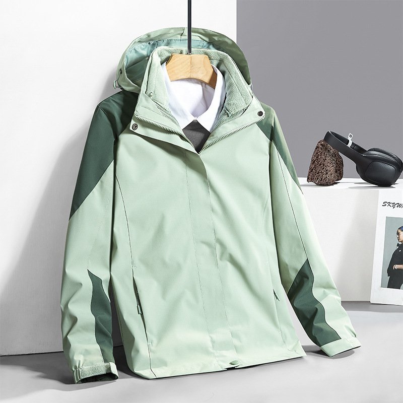 Hiking jacket waterproof for men and women 3 in 1 jacket hooded mountaineering wear ski jacket fashion