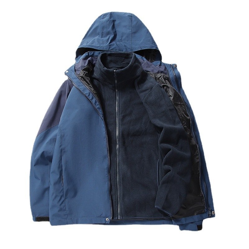 Hiking jacket waterproof for men and women 3 in 1 jacket hooded mountaineering wear ski jacket fashion