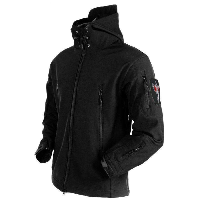 Unisex Outdoor Tactical Soft-Shell Jacket Windproof Shark Skin Long Length Zipper Children's Training Leopard Print Wholesale