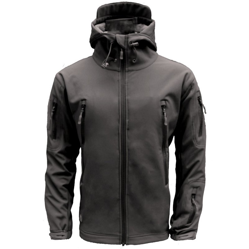 Unisex Outdoor Tactical Soft-Shell Jacket Windproof Shark Skin Long Length Zipper Children's Training Leopard Print Wholesale