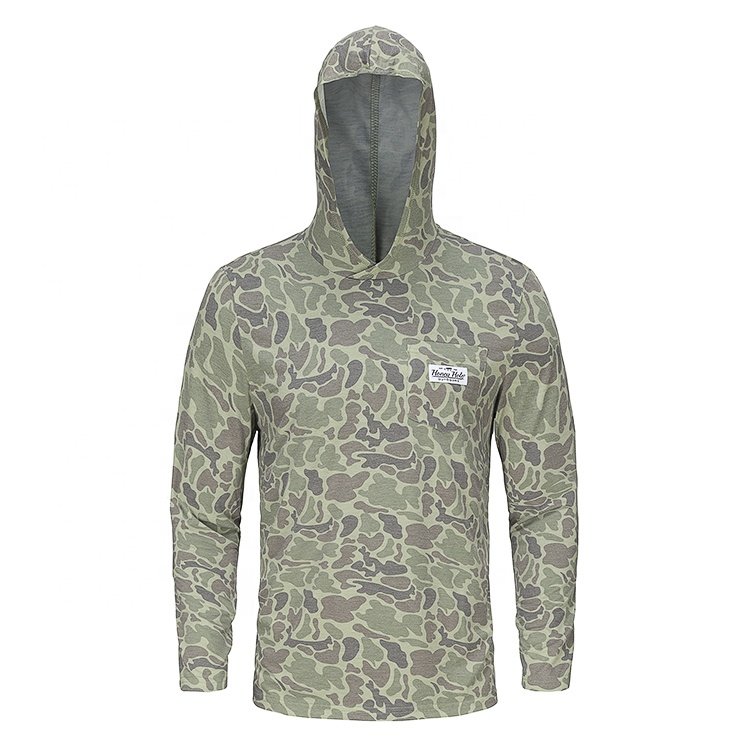High Quality Men's Sublimation Printing Classic Green Camo Hunting Shirts Camp hiking Hoodie Shirts