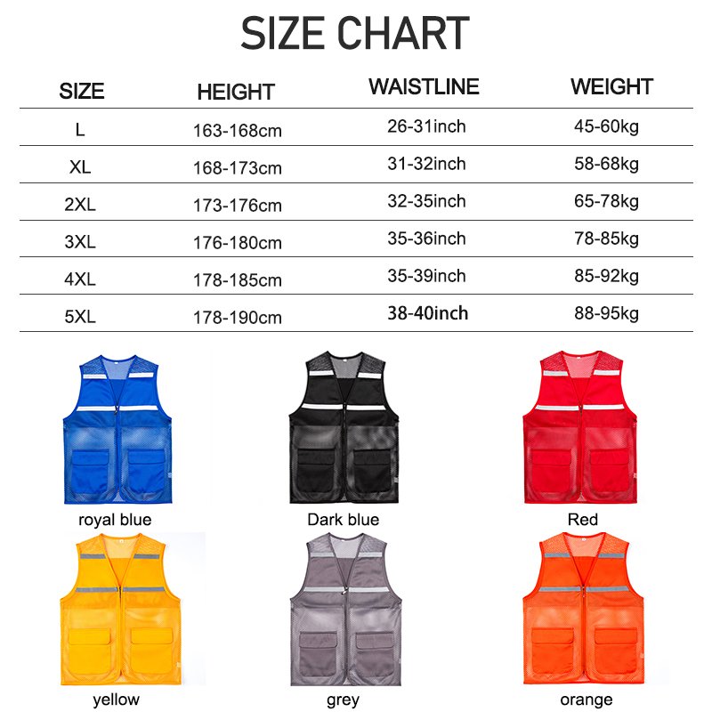 Hiking Pockets Reflective Tactical Motorcycle Travel Sports Training Vest Climbing Uniform for Men Fishing Waistcoat