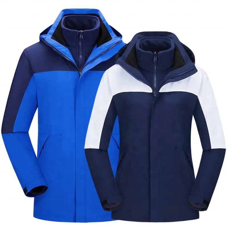 Custom Mens 3 in 1 Breathable Hiking Jacket Removable Fleece Lining Softshell Waterproof Windbreaker Outdoor Jacket for Men