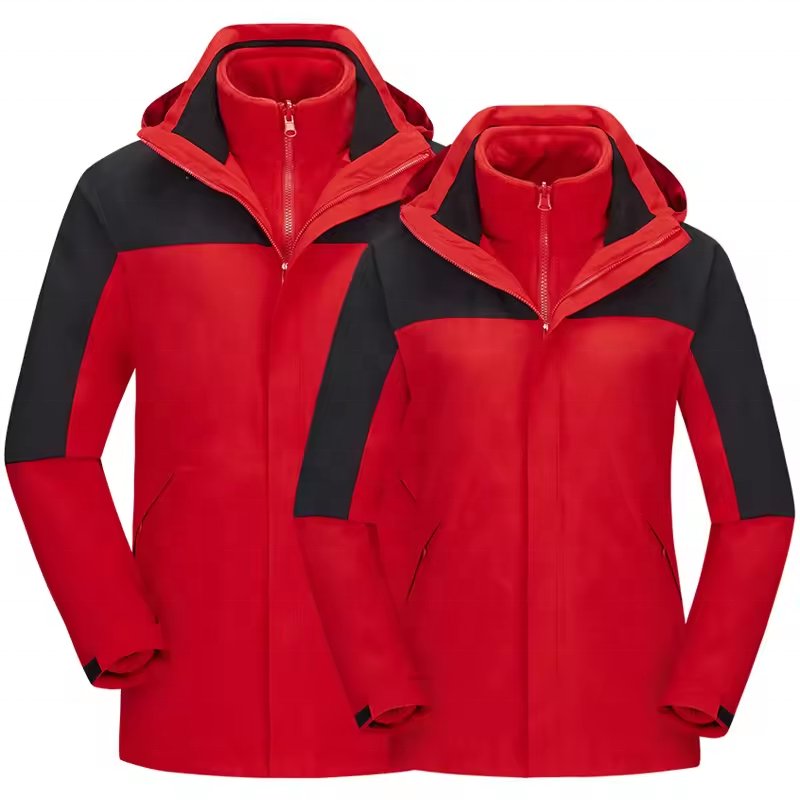 Custom Mens 3 in 1 Breathable Hiking Jacket Removable Fleece Lining Softshell Waterproof Windbreaker Outdoor Jacket for Men