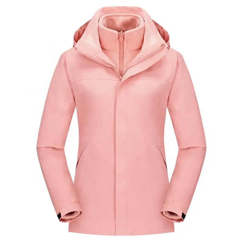 Custom Mens 3 in 1 Breathable Hiking Jacket Removable Fleece Lining Softshell Waterproof Windbreaker Outdoor Jacket for Men