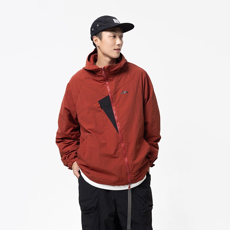 Autumn New Trendy Unisex Cotton Jacket Brand-Designed Contrasting Color Hooded Irregular Zipper Plus Size Oversized Pullover