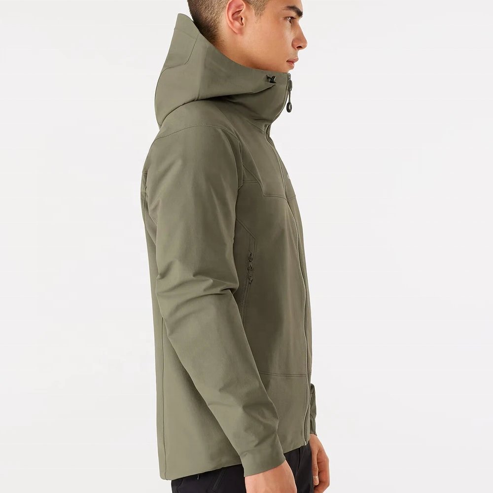 Custom mens outdoor waterproof windproof windbreaker hiking jacket breathable soft shell hooded rain jackets mountain coat
