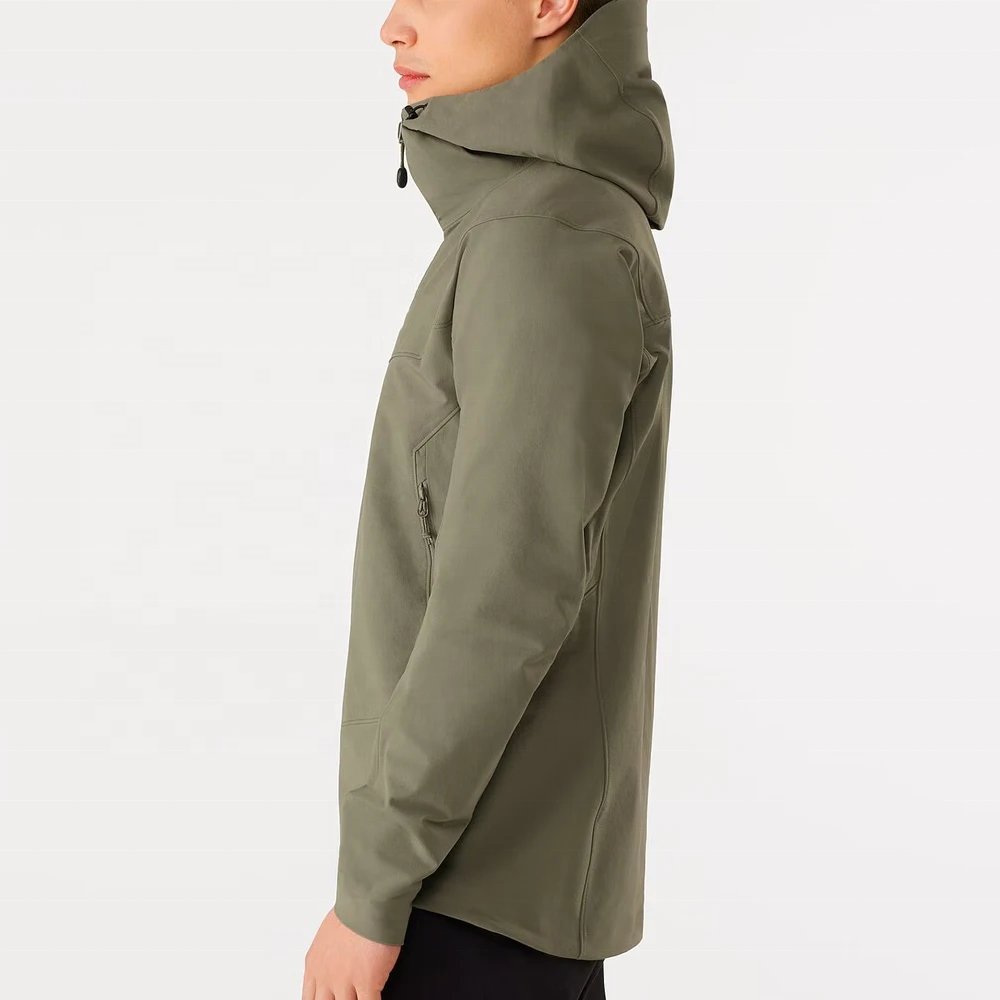 Custom mens outdoor waterproof windproof windbreaker hiking jacket breathable soft shell hooded rain jackets mountain coat