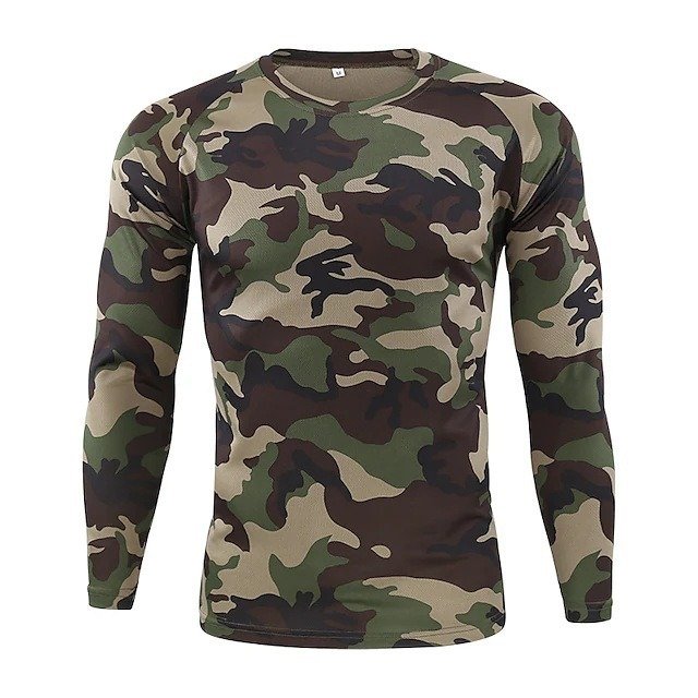 Camouflage Men's T-Shirts Long Sleeve Quick Drying Tactical T Shirt Men Clothing Training Hunting Camping Tees
