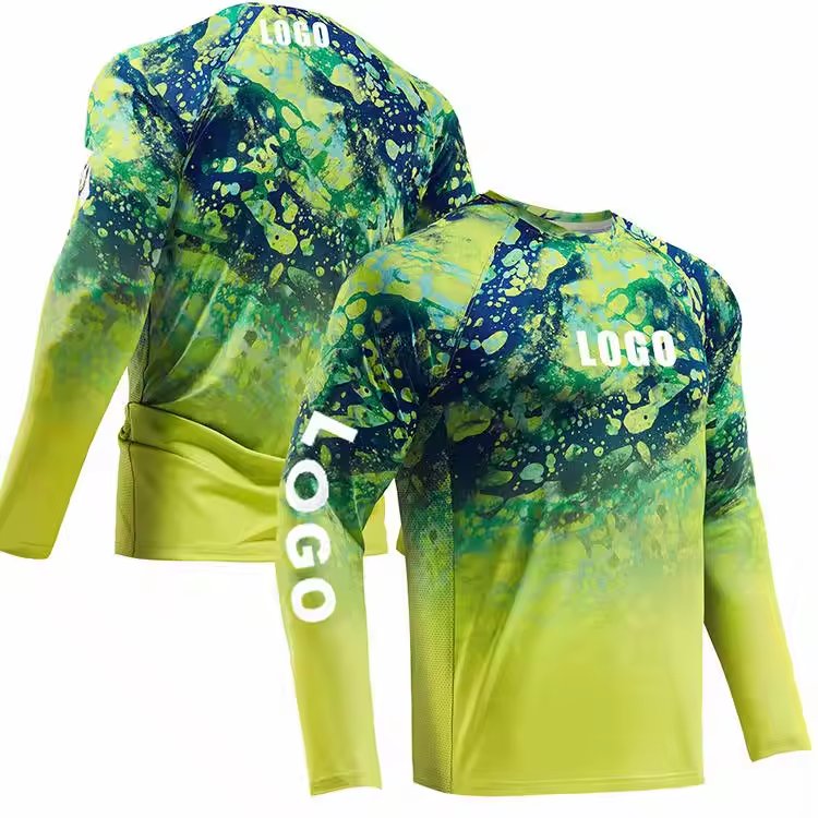 Long Sleeve Sun Protection Lightweight Outdoor Hiking fishing t Shirt custom quick dry polyester sublimated UPF50 Fishing hoodie
