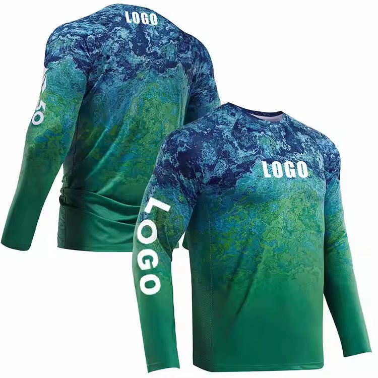 Long Sleeve Sun Protection Lightweight Outdoor Hiking fishing t Shirt custom quick dry polyester sublimated UPF50 Fishing hoodie