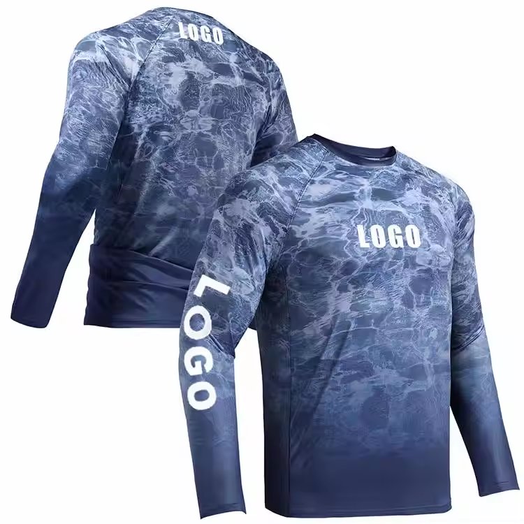 Long Sleeve Sun Protection Lightweight Outdoor Hiking fishing t Shirt custom quick dry polyester sublimated UPF50 Fishing hoodie
