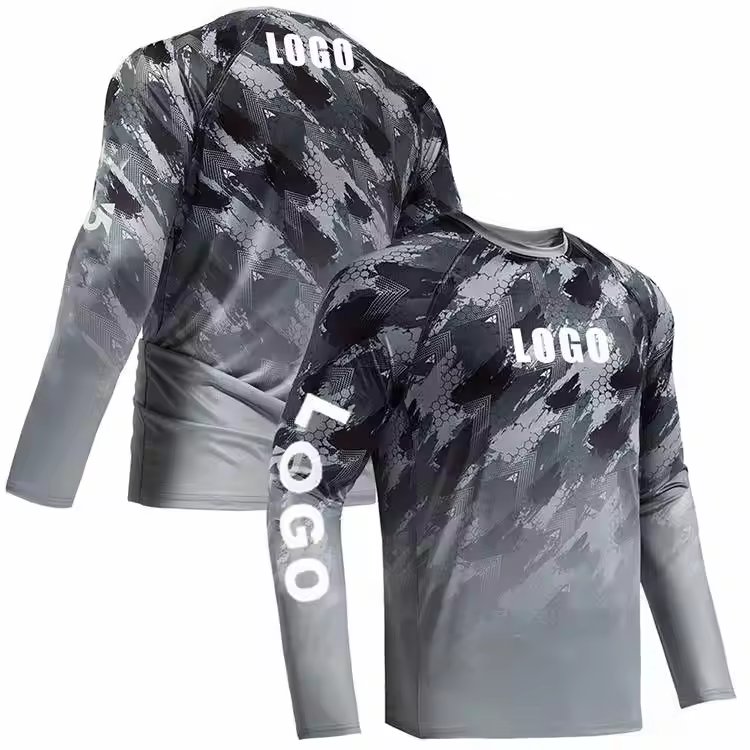 Long Sleeve Sun Protection Lightweight Outdoor Hiking fishing t Shirt custom quick dry polyester sublimated UPF50 Fishing hoodie