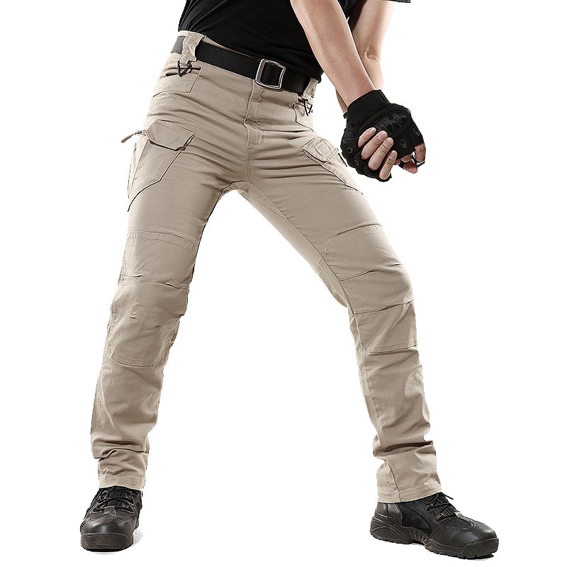 Men's plus size outdoor Cotton Canvas Elastic Fans Combat Tactical Cargo Trousers Hiking Hunting Working Pants for men
