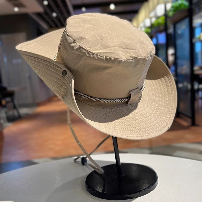 High Quality Women Bucket Hat Solid Color Travel Cap with Drawstring Outdoor Sun Protection Hat
