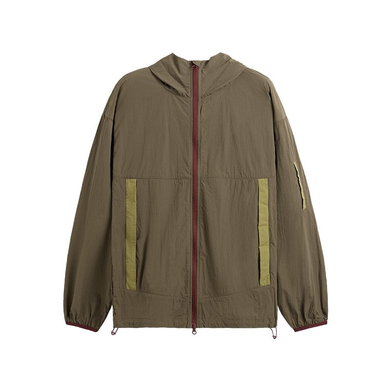 Spring men's jacket minimalist waterproof windproof jacket adjustable hem hooded stand up collar jacket casual men's clothing