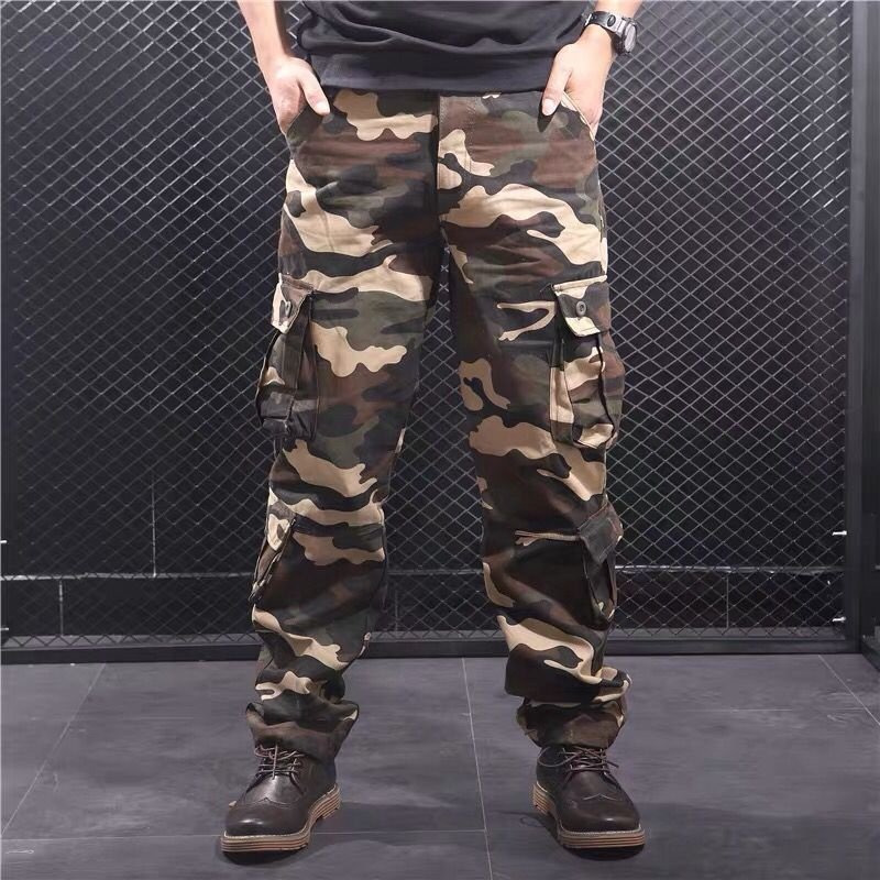 Custom Wholesale Cotton Overalls Men Tactical Fitness Straight Men Pants Casual Camouflage Men Pants