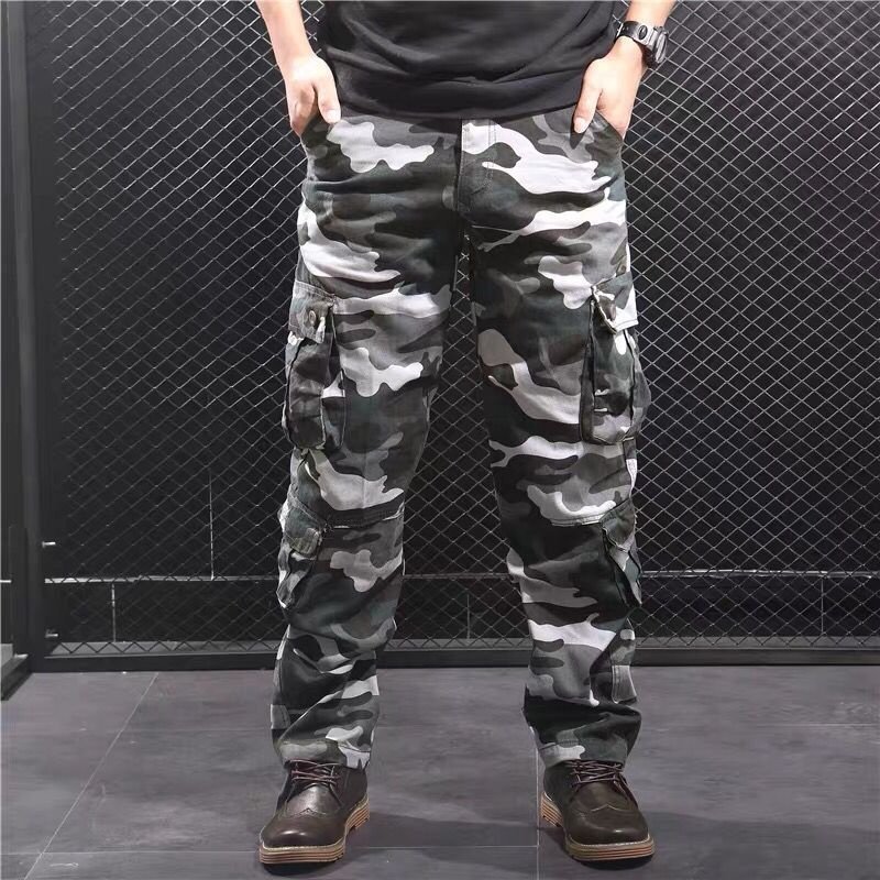 Custom Wholesale Cotton Overalls Men Tactical Fitness Straight Men Pants Casual Camouflage Men Pants