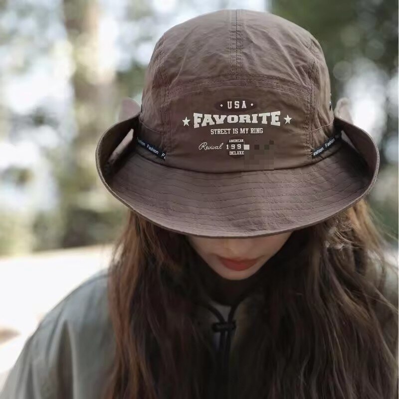 Factory 3D Embroidery Logo Caps Wide Brim Boonie Fishing Hat With Windproof Rope String Fisherman Hat With Custom Logo