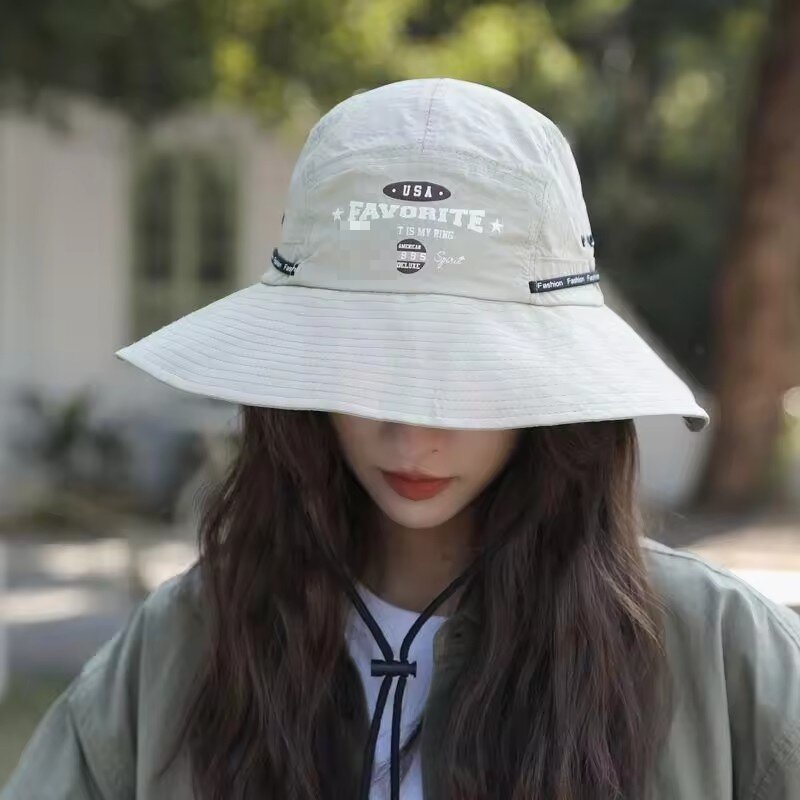 Factory 3D Embroidery Logo Caps Wide Brim Boonie Fishing Hat With Windproof Rope String Fisherman Hat With Custom Logo