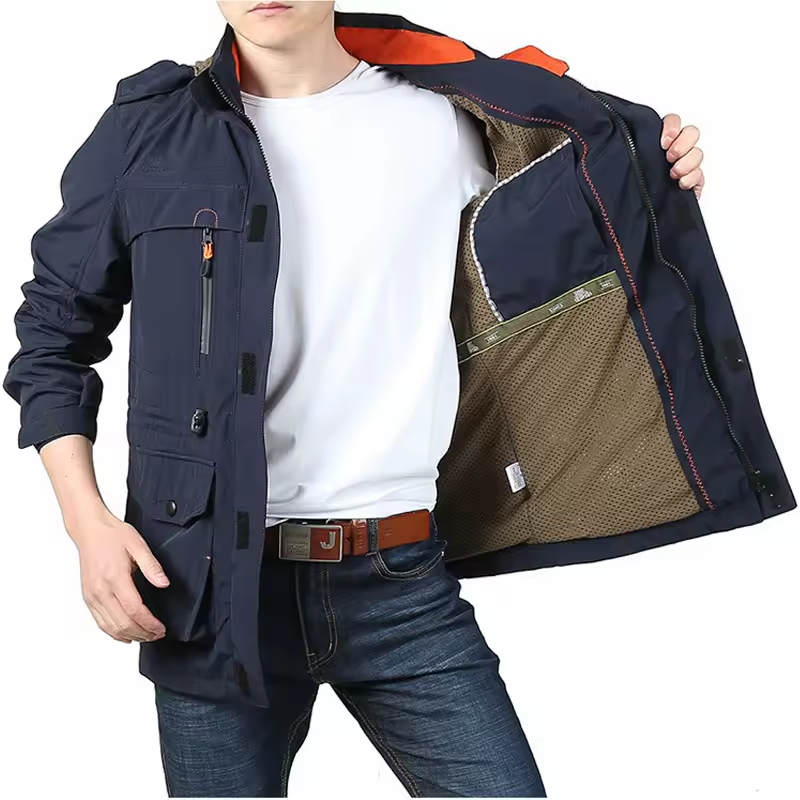 High Quality Custom Windproof Mountaineering Jacket For Men Quick Dry Outdoor Hiking Windbreaker Removable Hooded men's Jackets