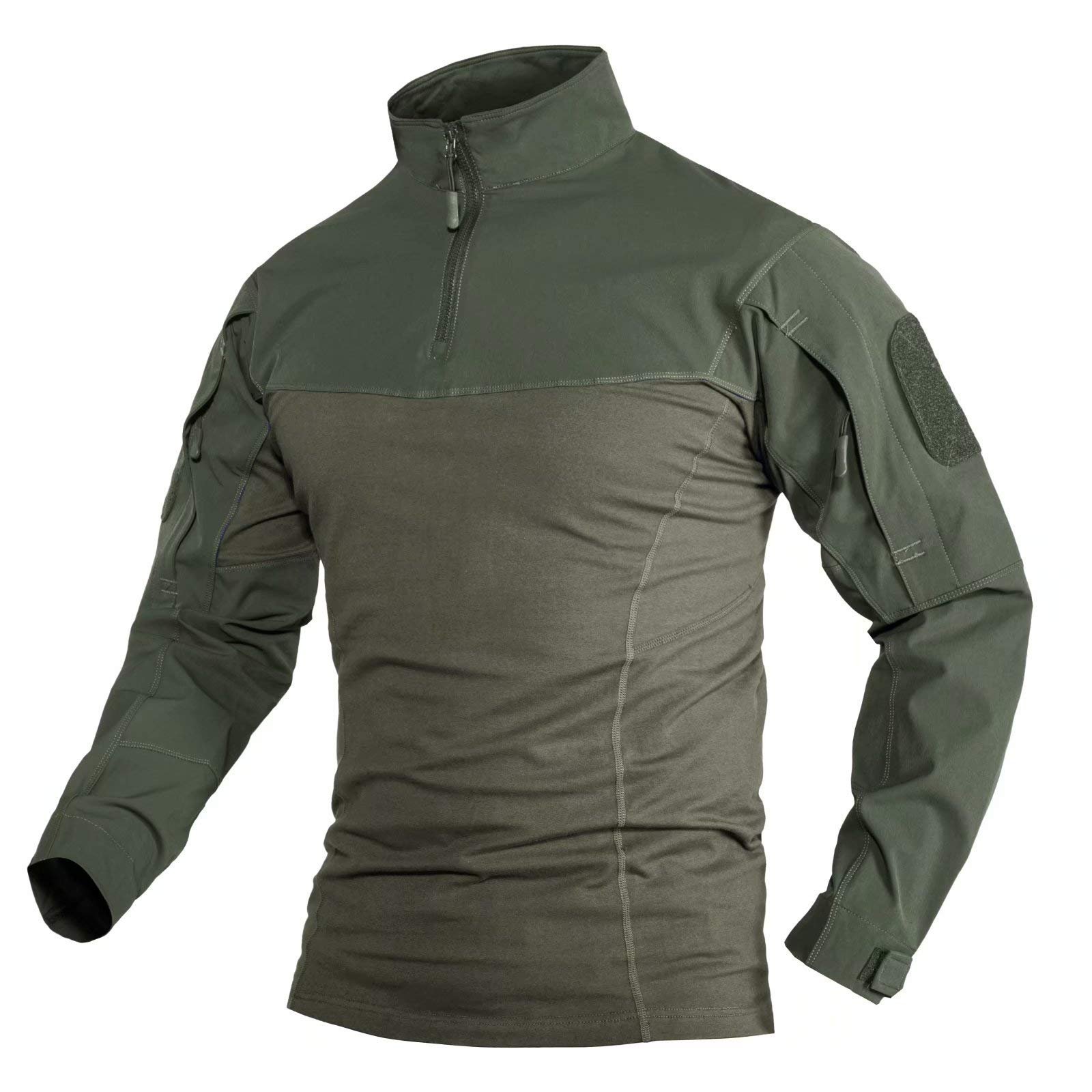 Custom LOGO Mens Shirts 1/4 Zip Long Sleeve Hunting Outdoor Shirts Pullover Tops Ripstop Tactical Shirt
