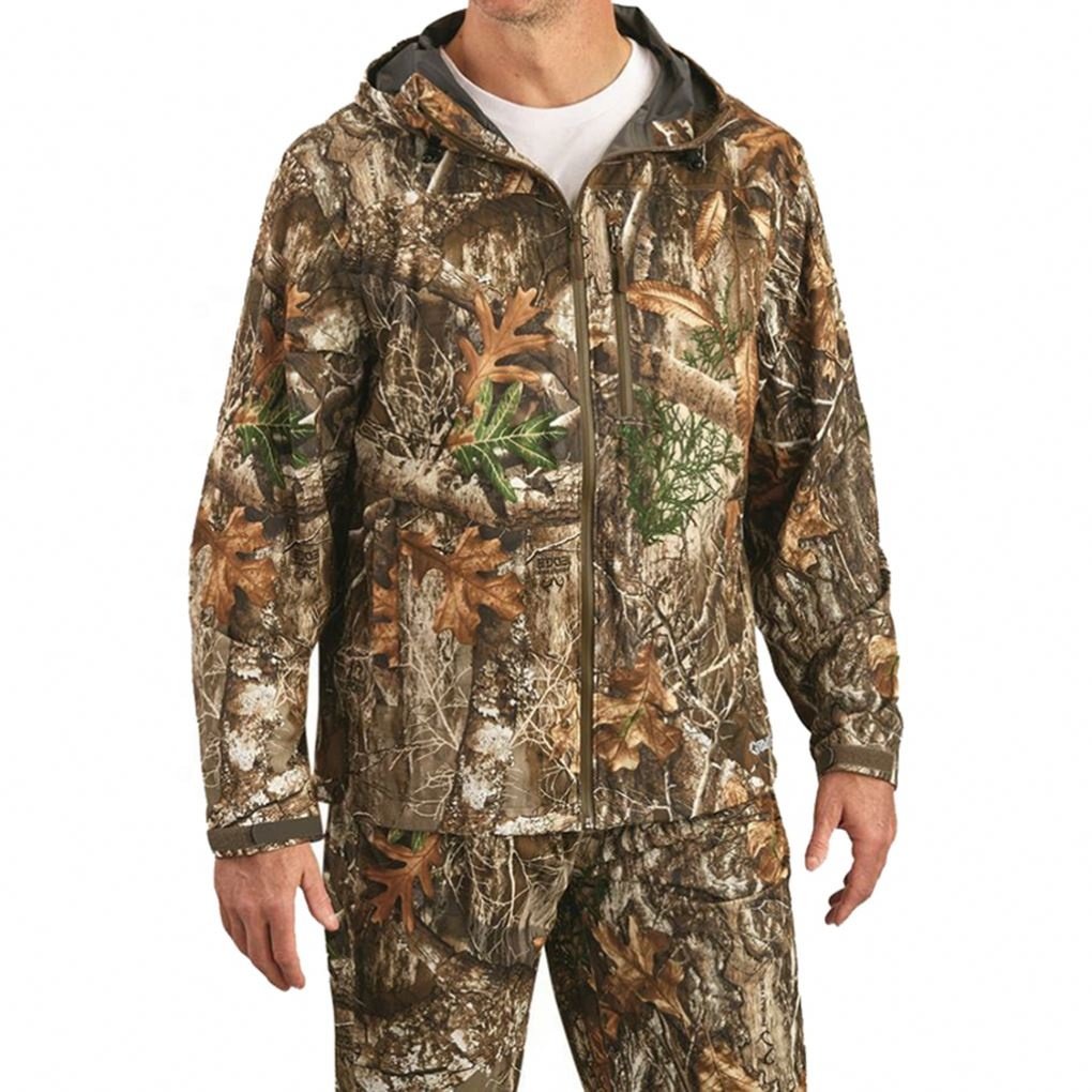 Men's Real-Tree Camo Soft Shell Jacket Outdoor Camouflage Hunting Hooded Coat waterproof jacket