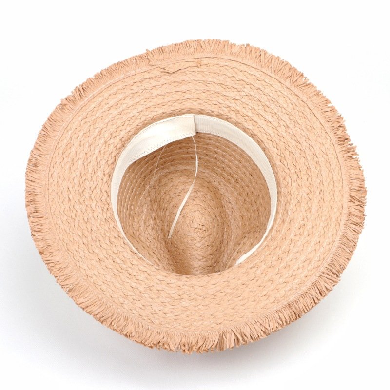 Summer Colored Tassel Straw Hat Female Outdoor Travel Seaside Holiday Beach Hat Sun Protection Broad-Brimmed Straw Hat