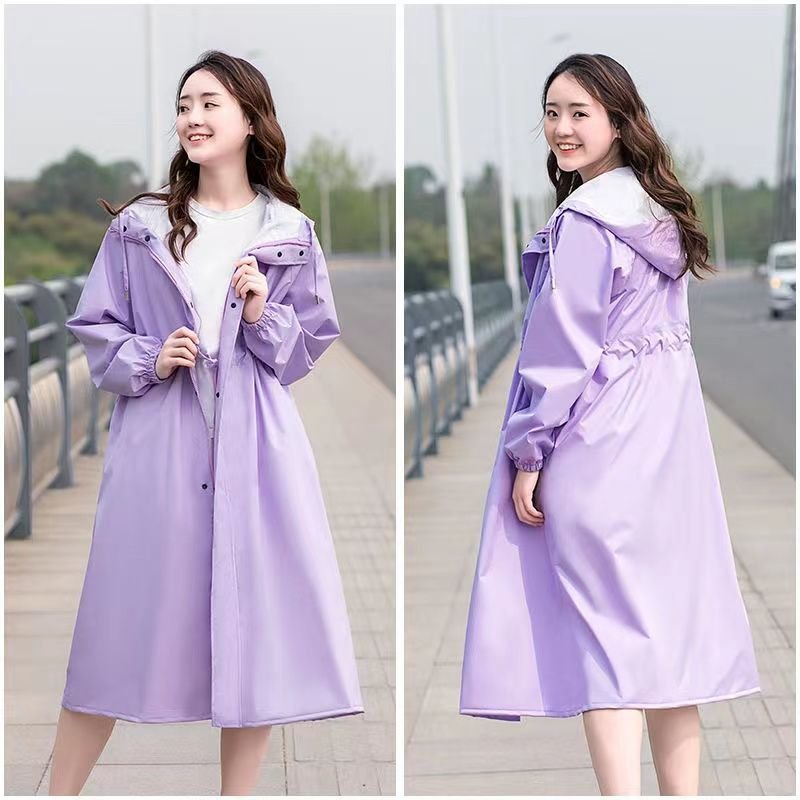 Ladies Rain Coat Waterproof Rainproof Long Rain Poncho Coat Travel Polyester Cloth Thin Ladies Plastic Pvc Raincoats RAINWEAR