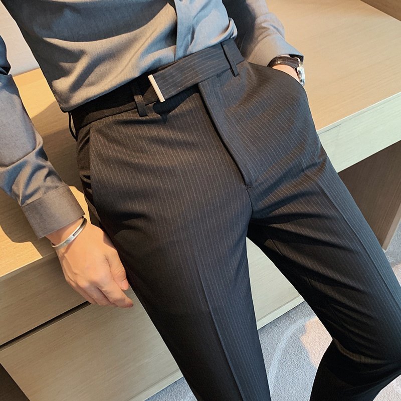 Mens Stretch Skinny Flat-Front Fashion Style Comfy Solid Casual Slim Fit Business Dress Chinos Pants