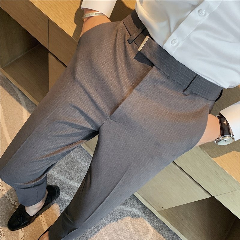 Mens Stretch Skinny Flat-Front Fashion Style Comfy Solid Casual Slim Fit Business Dress Chinos Pants