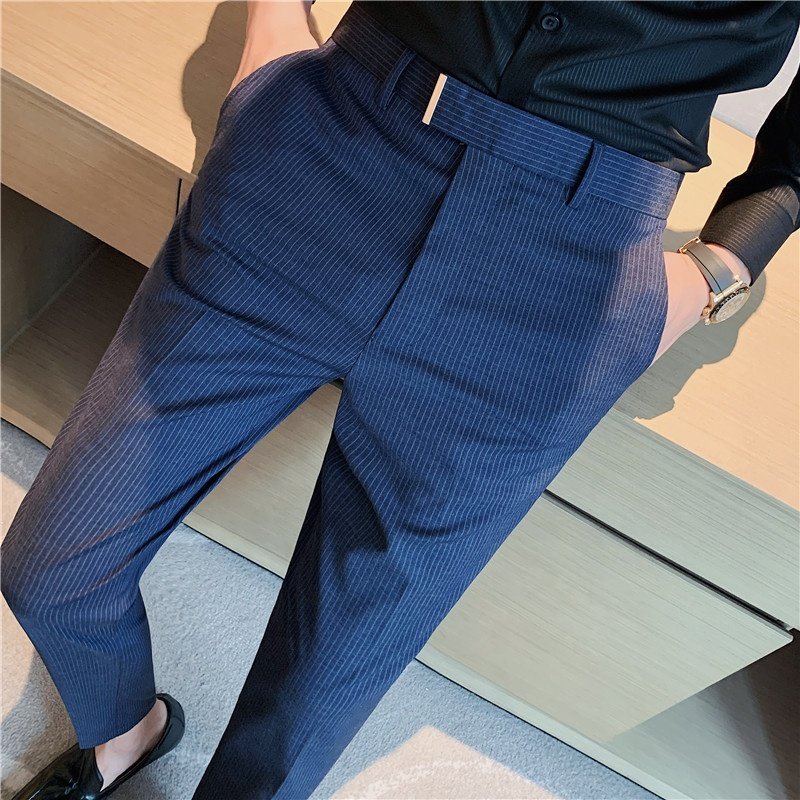 Mens Stretch Skinny Flat-Front Fashion Style Comfy Solid Casual Slim Fit Business Dress Chinos Pants