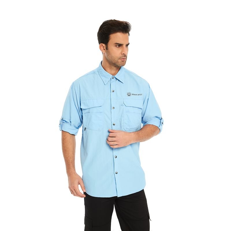 Men's Long Short Sleeve Hiking Shirts Fishing Button Down Lightweight Breathable shirt