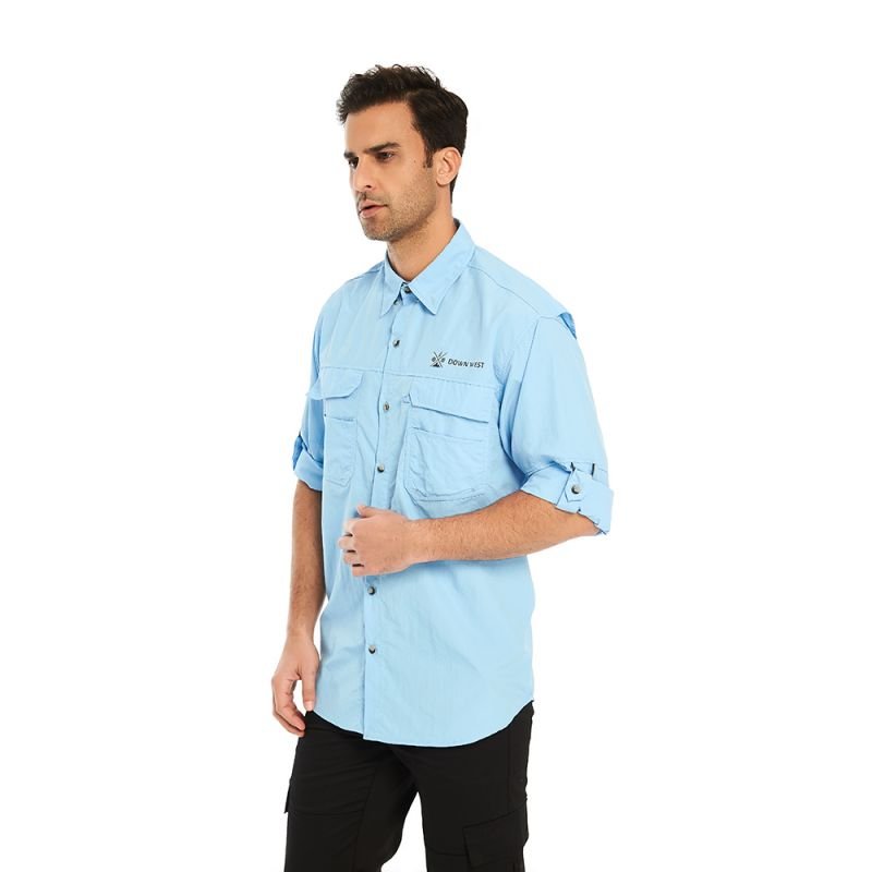 Men's Long Short Sleeve Hiking Shirts Fishing Button Down Lightweight Breathable shirt