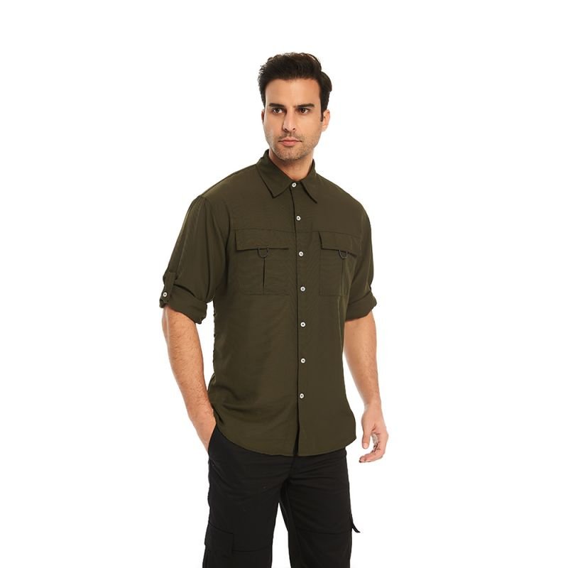 Men's UPF 50+ UV Long Sleeve Hiking Fishing Shirt Quick Dry Cooling Sun Protection Shirt for Travel