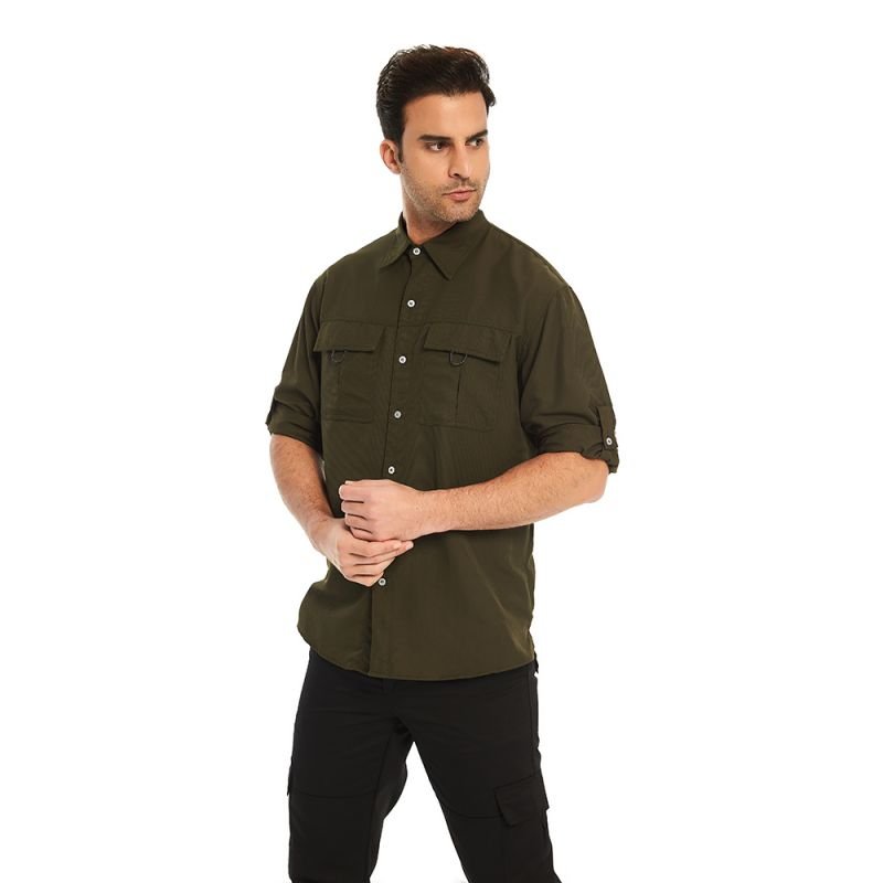 Men's UPF 50+ UV Long Sleeve Hiking Fishing Shirt Quick Dry Cooling Sun Protection Shirt for Travel