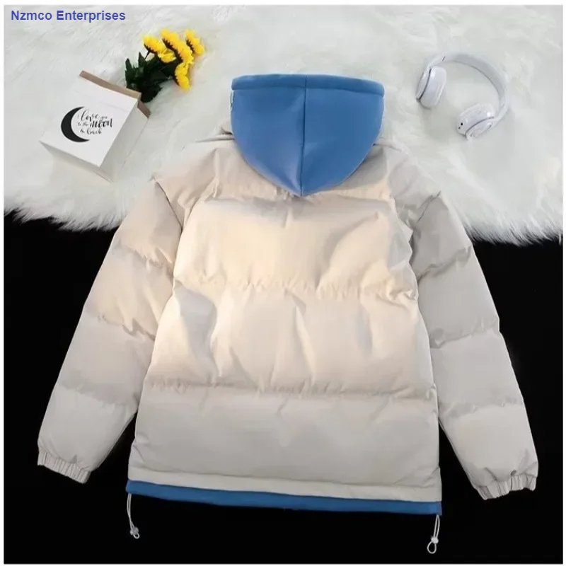 Winter New Style Padded Jacket Thickened Hooded Two-piece Illusion Puffer Jacket For Men Women Loose-fit Couple Student